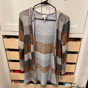 Striped Gray and Brown Cardigan